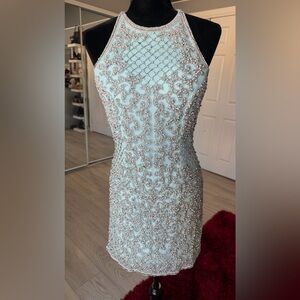 Sherri Hill Light Blue Mini Dress